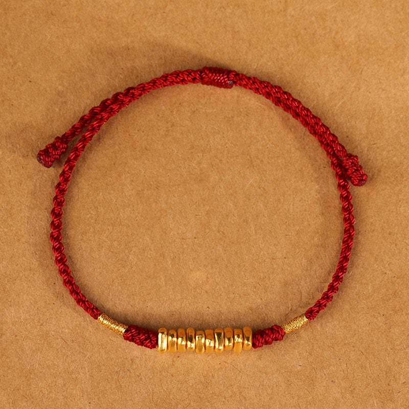KarmaRipple's 999 Gold Small Pieces String Protection Fortune Ultra-Thin Woven Bracelet p1