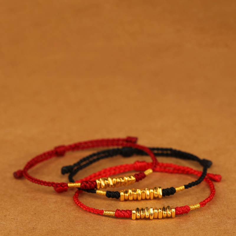 KarmaRipple's 999 Gold Small Pieces String Protection Fortune Ultra-Thin Woven Bracelet p16