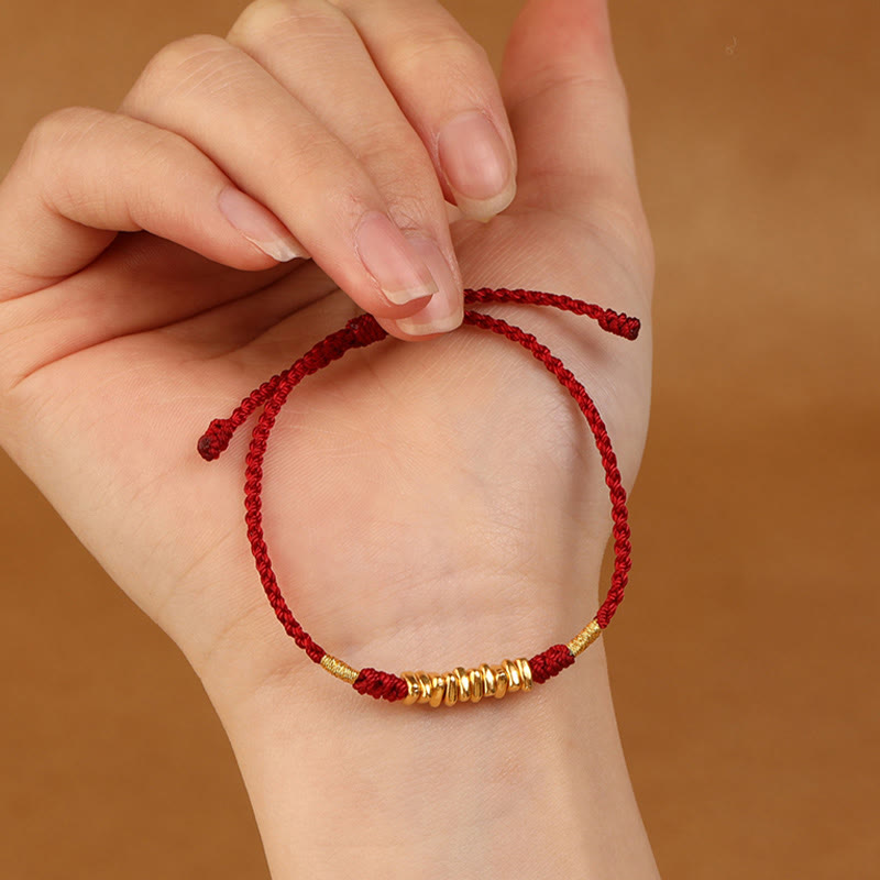 KarmaRipple's 999 Gold Small Pieces String Protection Fortune Ultra-Thin Woven Bracelet p10
