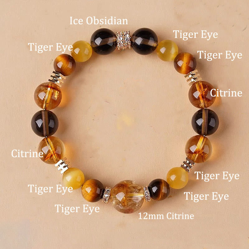KarmaRipple's Citrine Topaz Tiger Eye Happiness Bracelet p1
