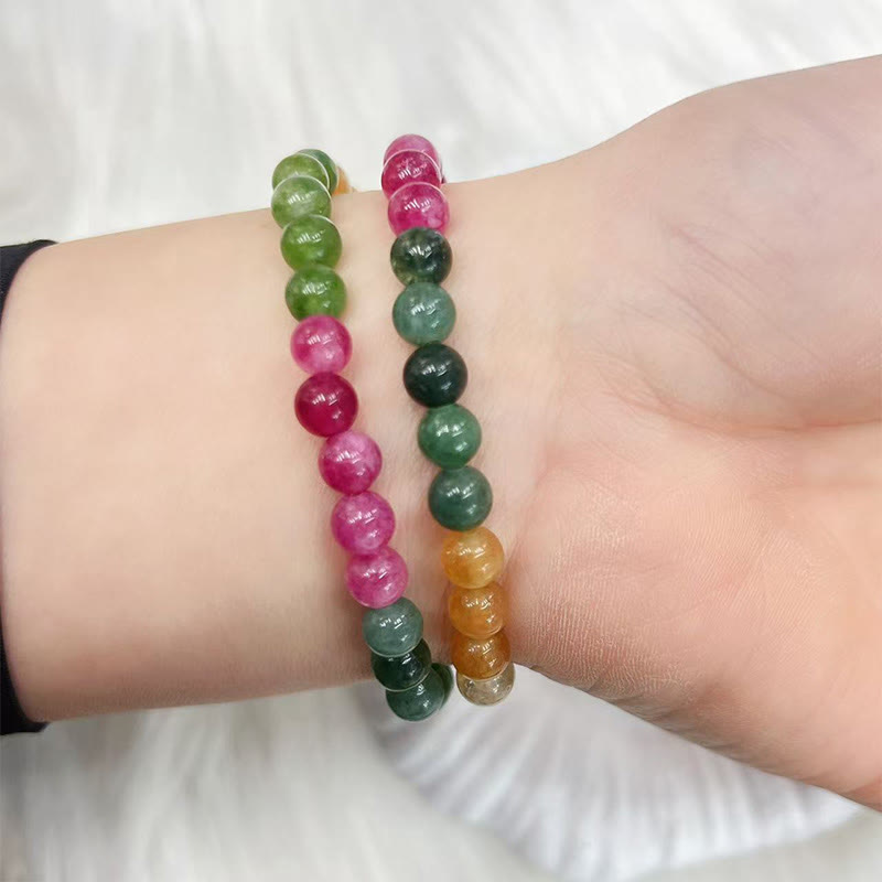 KarmaRipple's Tourmaline Gold Plated Bronze Peace And Joy Safe Plate Year of the Snake Double Wrap Bracelet p4