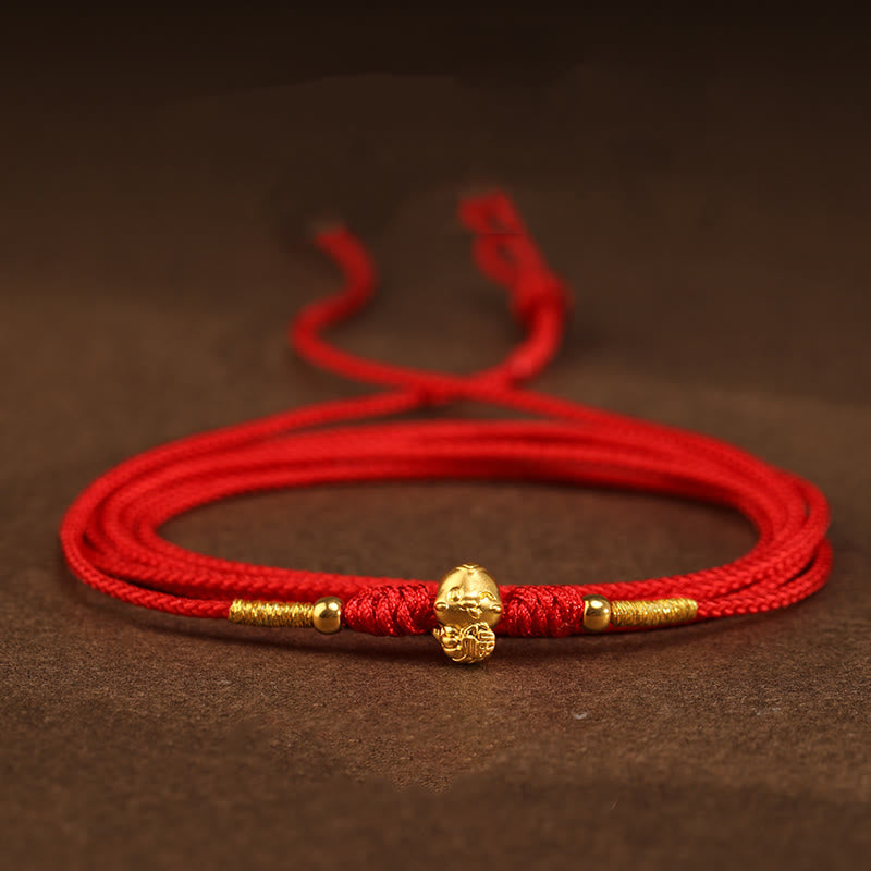 KarmaRipple's 999 Gold Ingot Coin Ruyi Gourd Fu Character Year of the Snake Red String Belly Chain p1