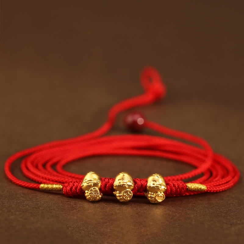 KarmaRipple's 999 Gold Ingot Coin Ruyi Gourd Fu Character Year of the Snake Red String Belly Chain p22