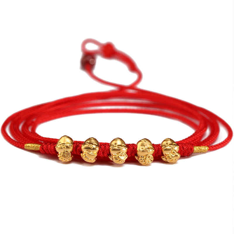 KarmaRipple's 999 Gold Ingot Coin Ruyi Gourd Fu Character Year of the Snake Red String Belly Chain p13