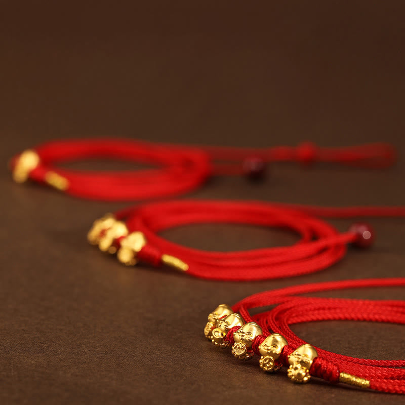 KarmaRipple's 999 Gold Ingot Coin Ruyi Gourd Fu Character Year of the Snake Red String Belly Chain p18