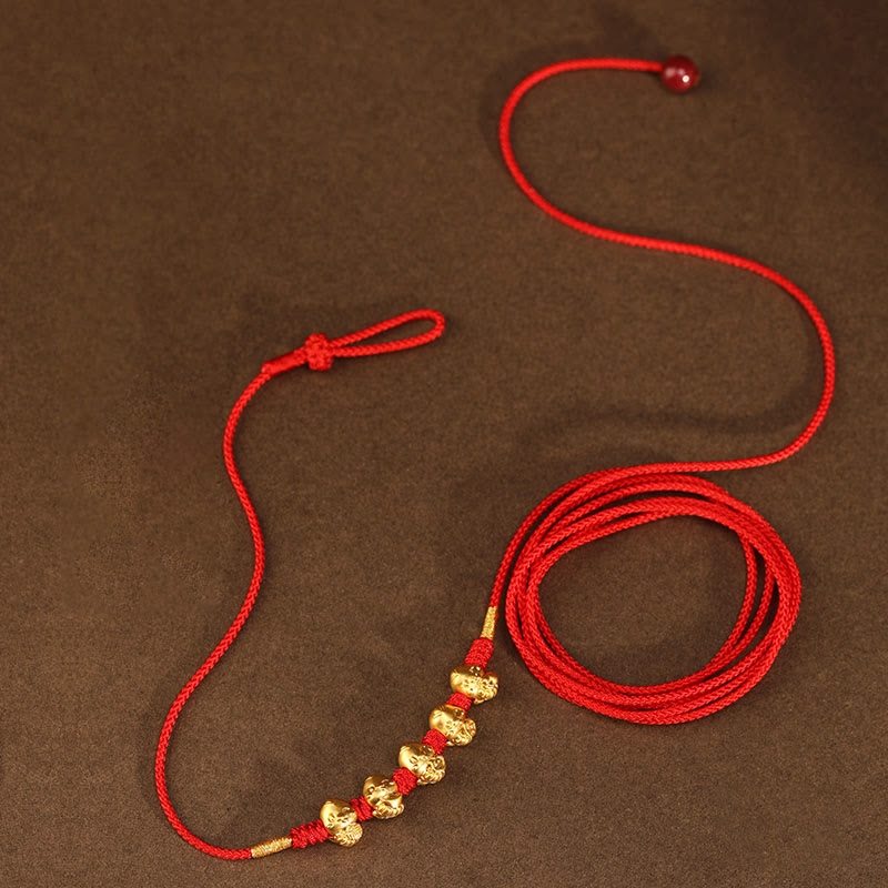 KarmaRipple's 999 Gold Ingot Coin Ruyi Gourd Fu Character Year of the Snake Red String Belly Chain p9