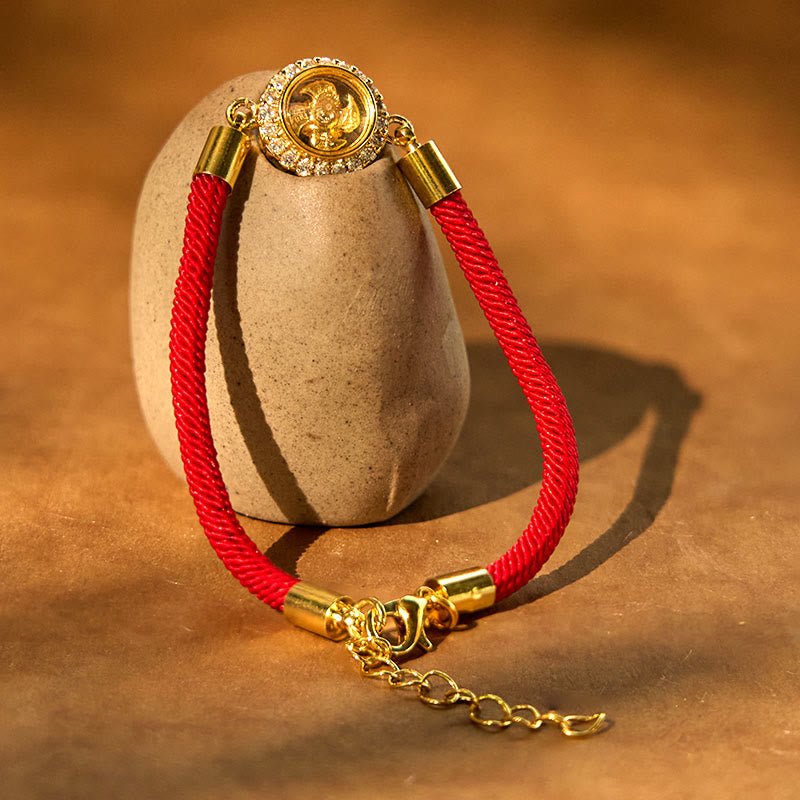 KarmaRipple's Red String Bronze Brass Rotatable Windmill Feng Sheng Shui Qi Protection Woven Bracelet p3