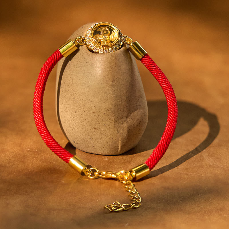 KarmaRipple's Red String Bronze Brass Rotatable Windmill Feng Sheng Shui Qi Protection Woven Bracelet p2