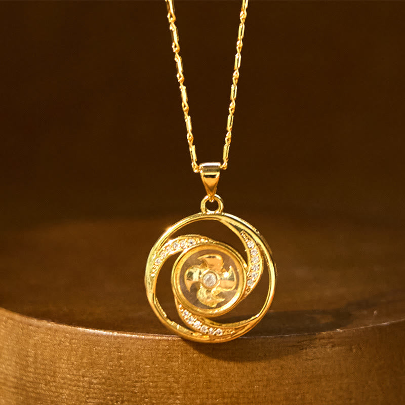 KarmaRipple's Gold plated Bronze Brass Rotatable Windmill Fortune Pendant Necklace p2