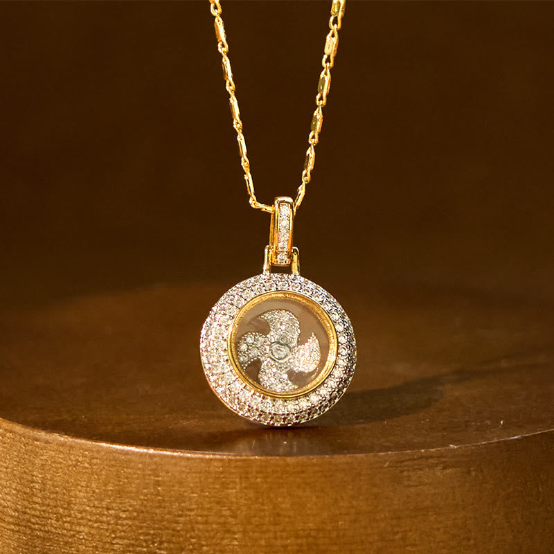 KarmaRipple's Gold plated Bronze Brass Rotatable Windmill Fu Balance Pendant Necklace p16