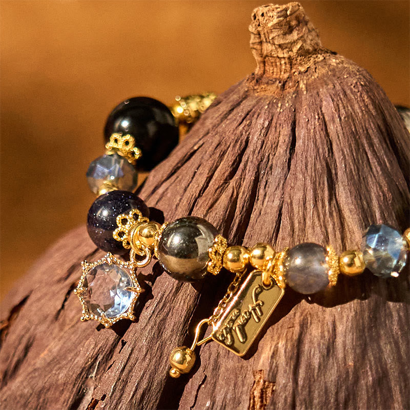 KarmaRipple's Authentic Black Obsidian Hematite Blue Sandstone Strength Bracelet p3