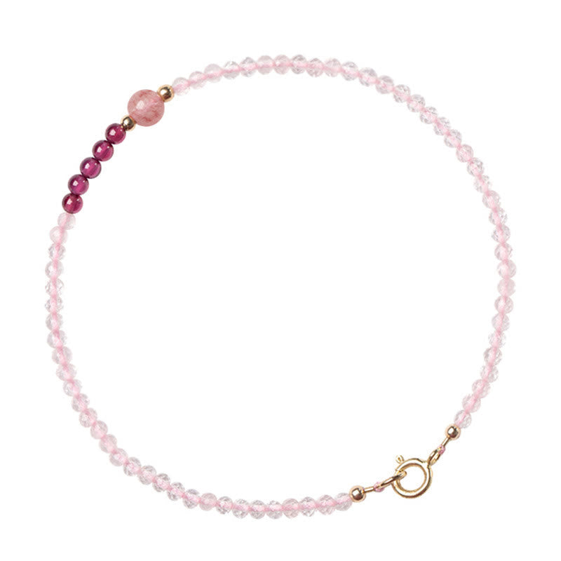 KarmaRipple's 2mm Rose Quartz Garnet Strawberry Quartz Ultra-Thin Beadwork Balancing Energy Bracelet p14