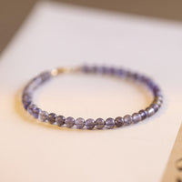 KarmaRipple's 3mm Amethyst Iolite Ultra-thin Beadwork 14k Gold Plated Bronze Communication Bracelet