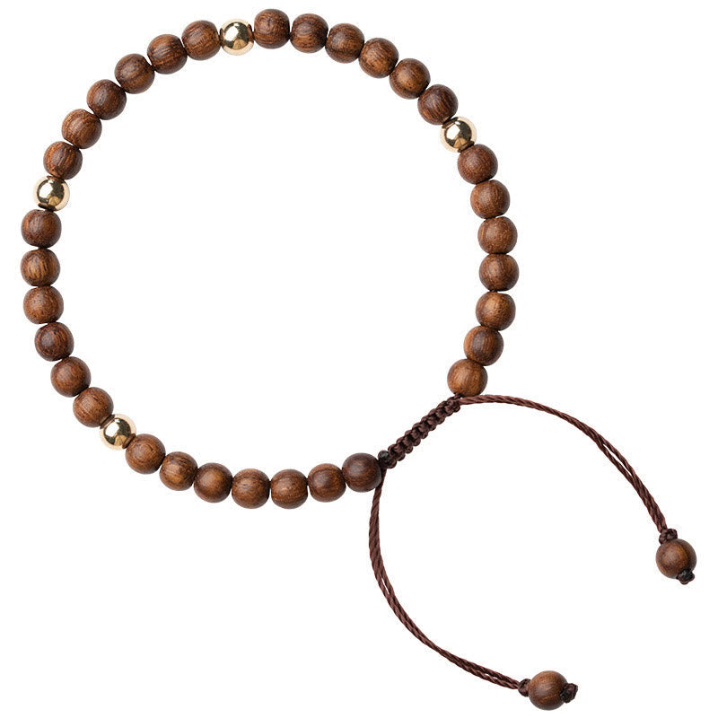 KarmaRipple's 4mm Ultra-thin Sandalwood 14K Gold Plated Bronze Beadwork Protection Bracelet p13