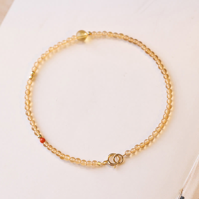 KarmaRipple's 2mm Ultra-thin Citrine 14K Gold Plated Bronze Beadwork Protection Bracelet p16