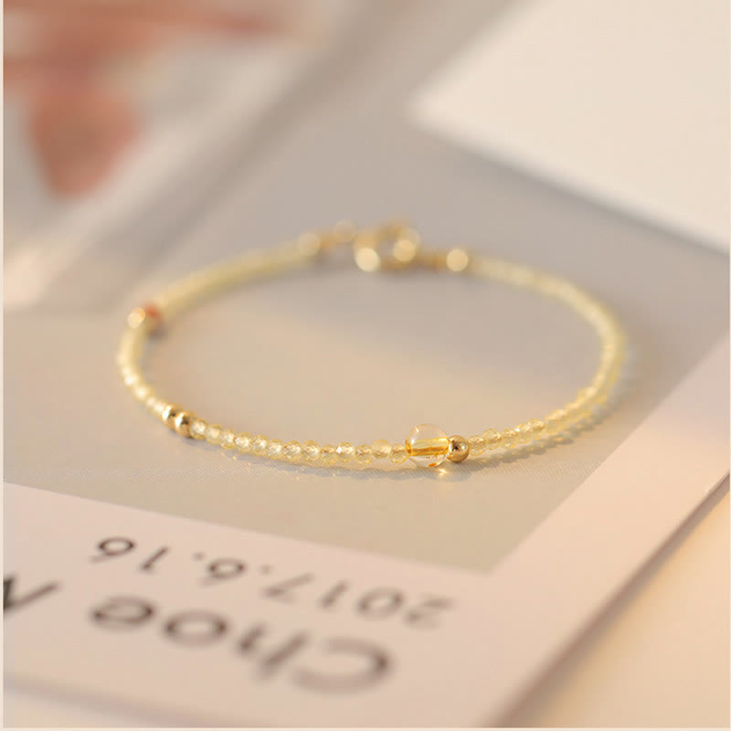 KarmaRipple's 2mm Ultra-thin Citrine 14K Gold Plated Bronze Beadwork Protection Bracelet p8