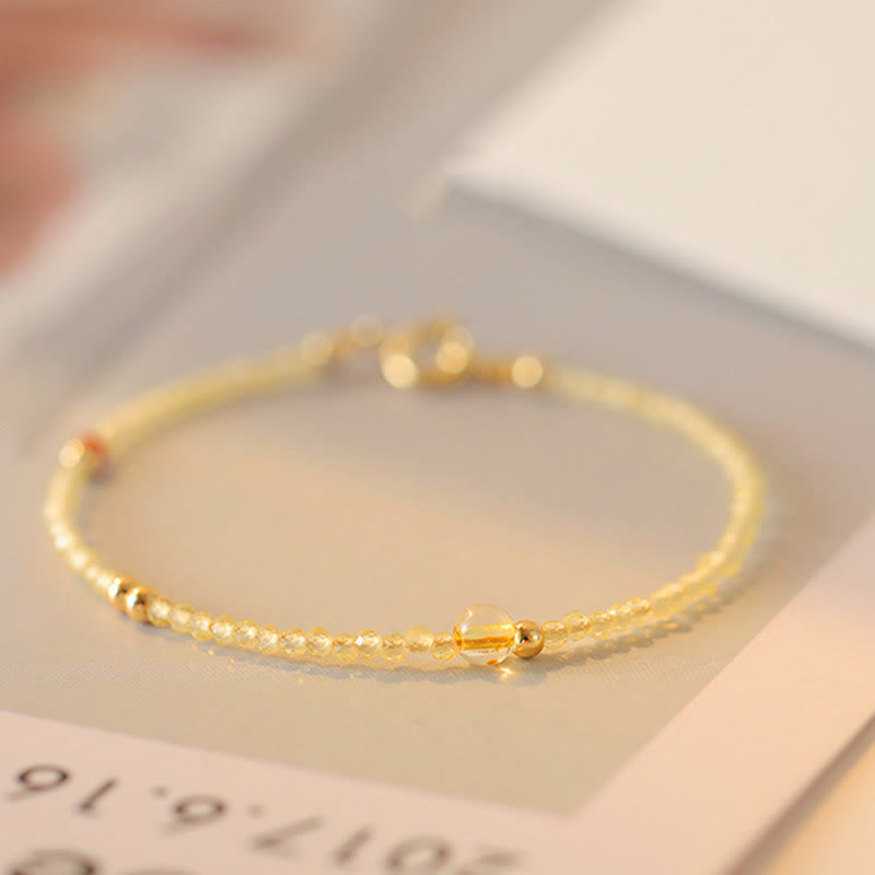 KarmaRipple's 2mm Ultra-thin Citrine 14K Gold Plated Bronze Beadwork Protection Bracelet p4