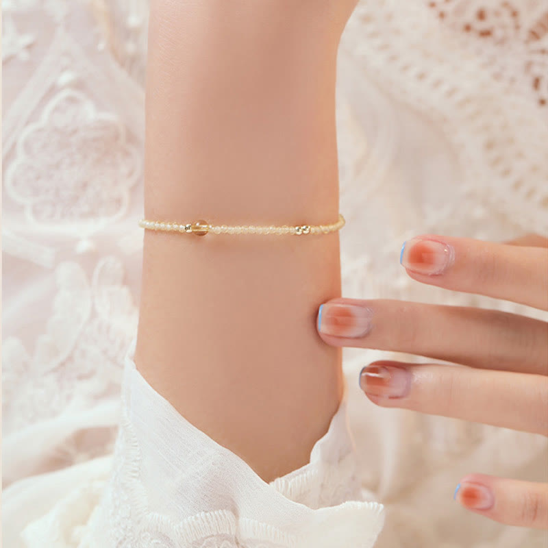 KarmaRipple's 2mm Ultra-thin Citrine 14K Gold Plated Bronze Beadwork Protection Bracelet p11