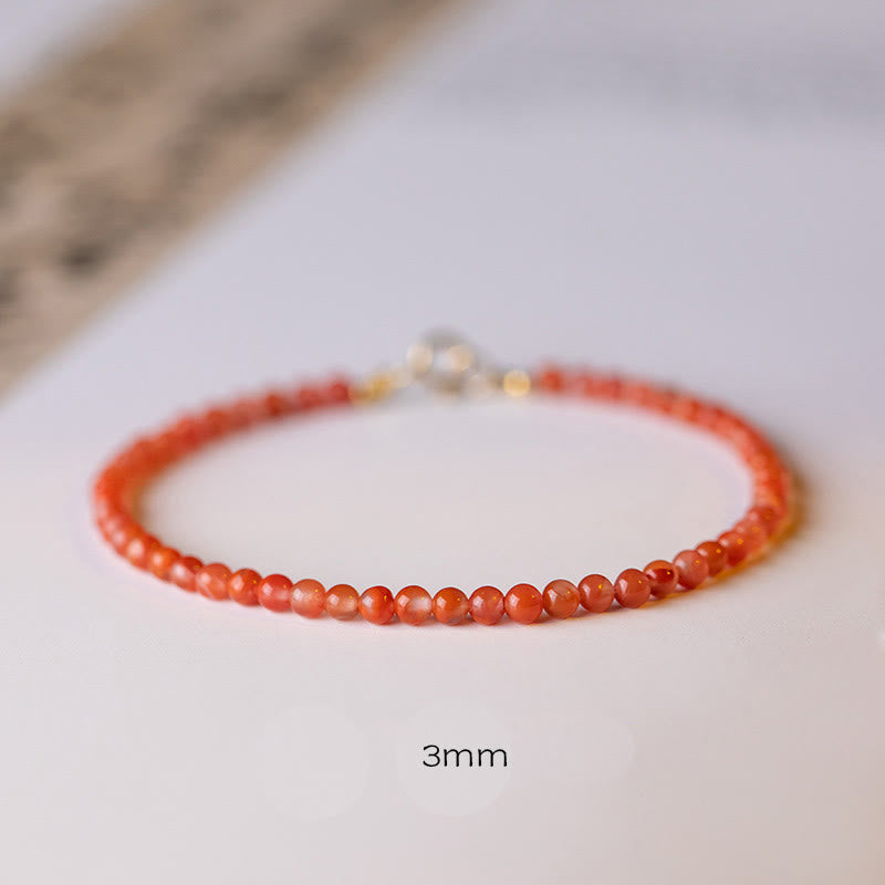 KarmaRipple's Authentic Cherry Persimmon Red Agate Ultra-thin Beadwork Confidence Bracelet p5