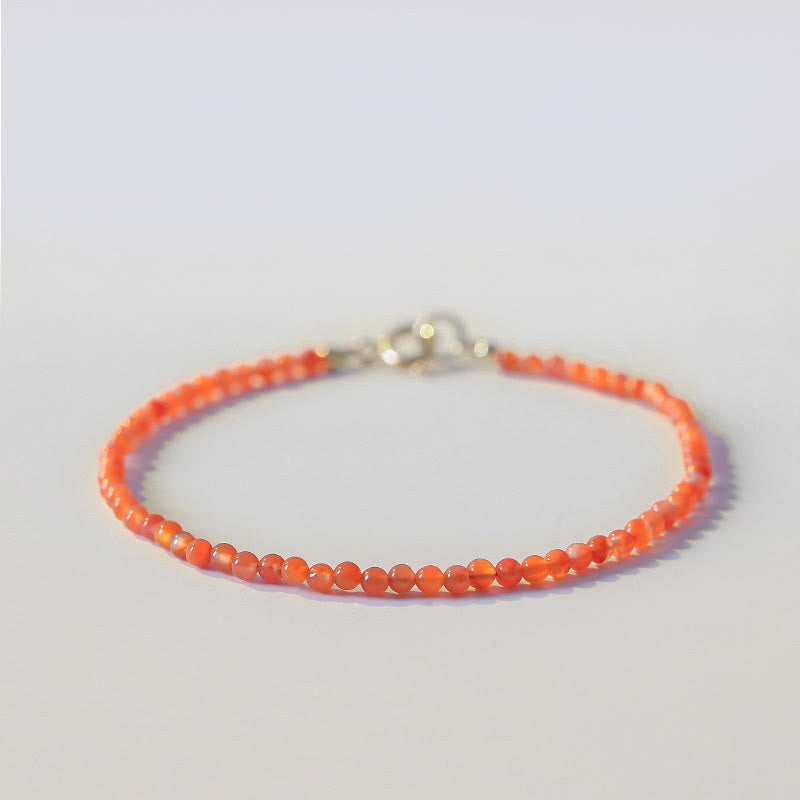 KarmaRipple's Authentic Cherry Persimmon Red Agate Ultra-thin Beadwork Confidence Bracelet p1