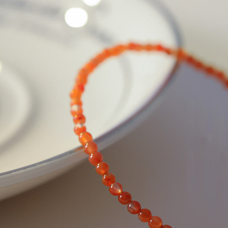KarmaRipple's Authentic Cherry Persimmon Red Agate Ultra-thin Beadwork Confidence Bracelet p11