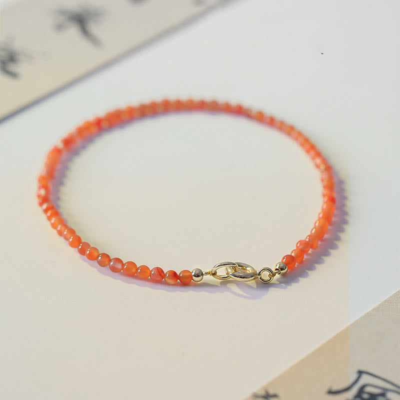 KarmaRipple's Authentic Cherry Persimmon Red Agate Ultra-thin Beadwork Confidence Bracelet p6