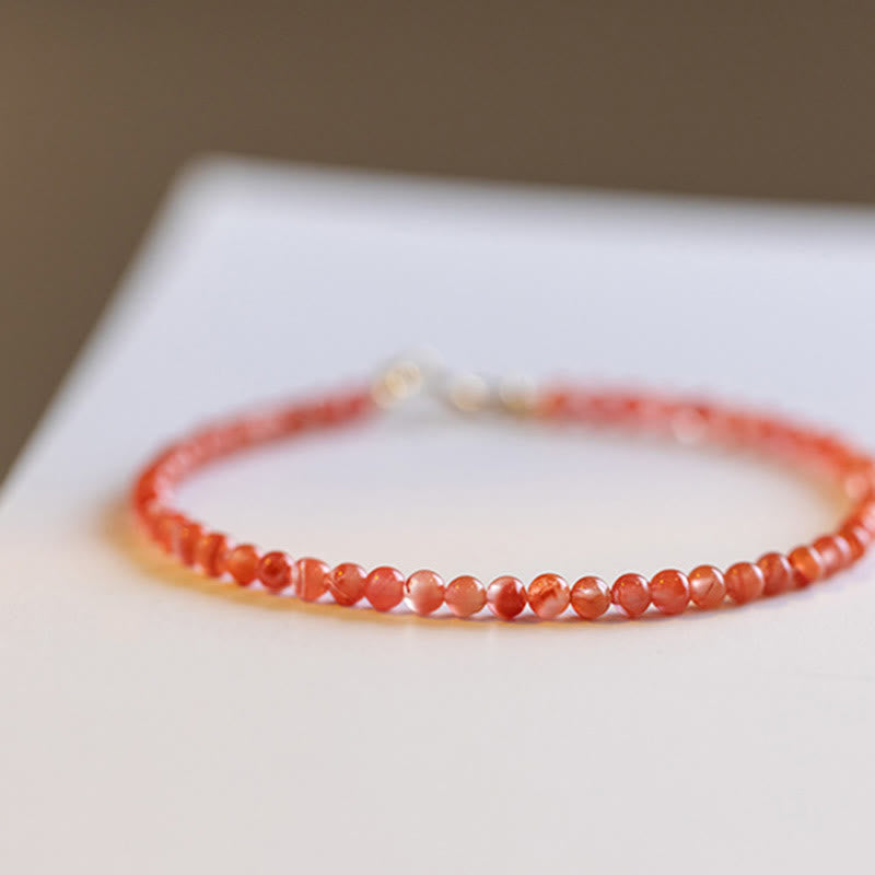 KarmaRipple's Authentic Cherry Persimmon Red Agate Ultra-thin Beadwork Confidence Bracelet p10