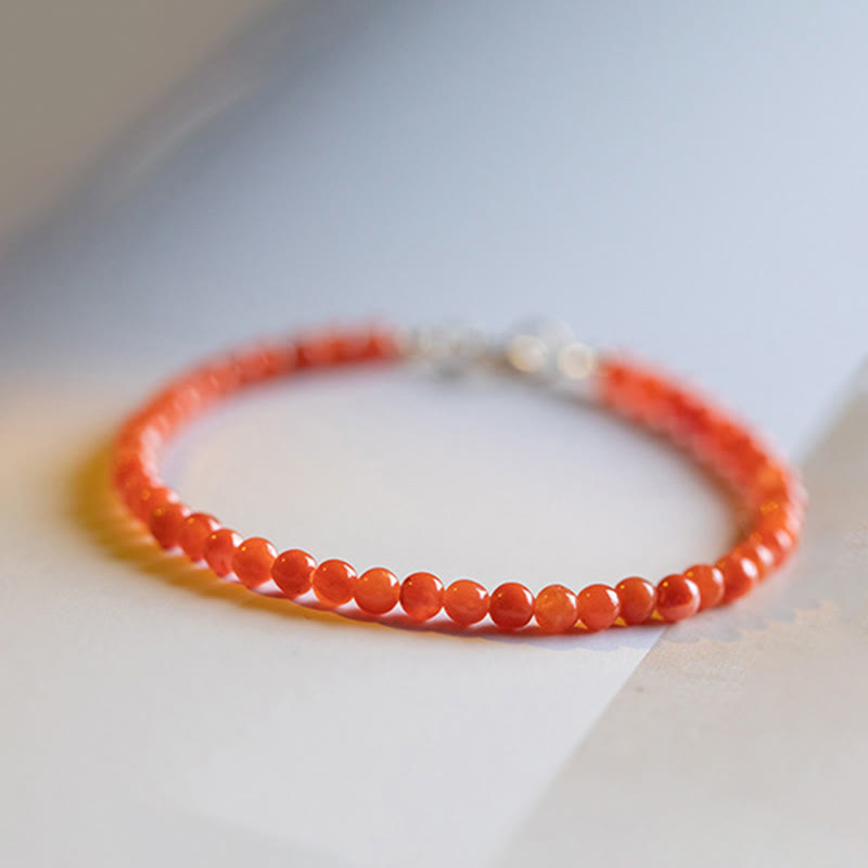 KarmaRipple's Authentic Cherry Persimmon Red Agate Ultra-thin Beadwork Confidence Bracelet p13