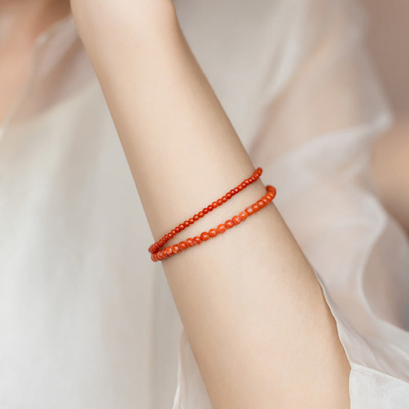 KarmaRipple's Authentic Cherry Persimmon Red Agate Ultra-thin Beadwork Confidence Bracelet p18