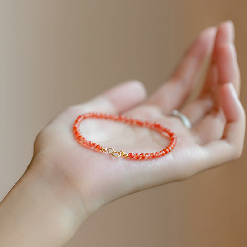 KarmaRipple's Authentic Cherry Persimmon Red Agate Ultra-thin Beadwork Confidence Bracelet p7