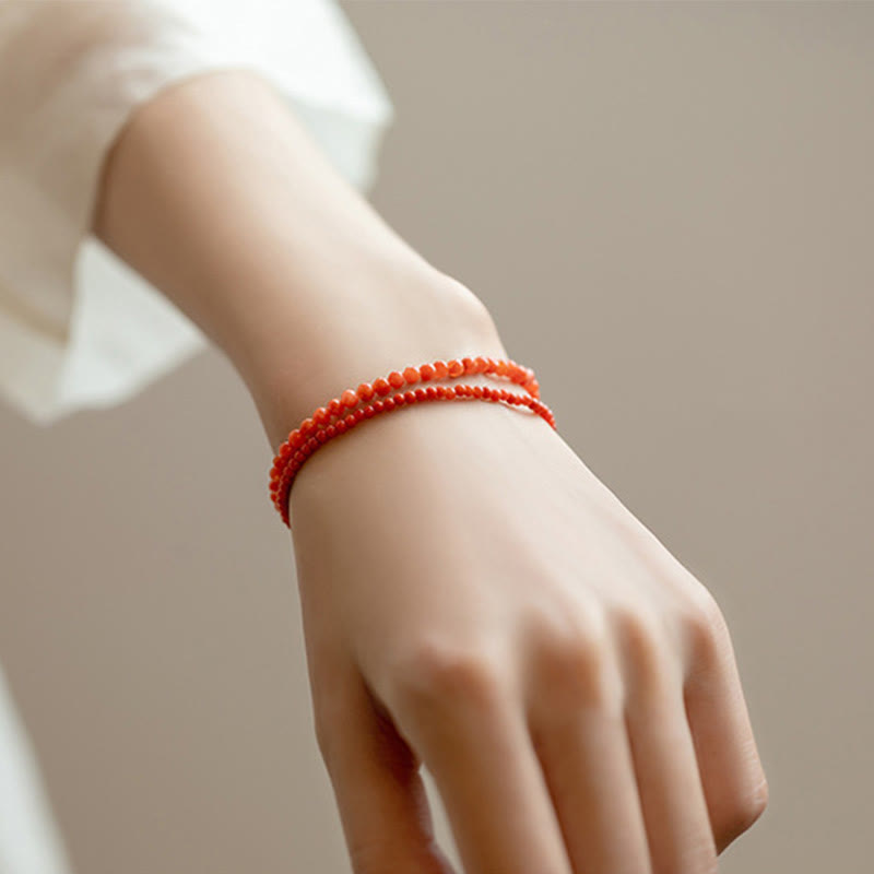 KarmaRipple's Authentic Cherry Persimmon Red Agate Ultra-thin Beadwork Confidence Bracelet p19