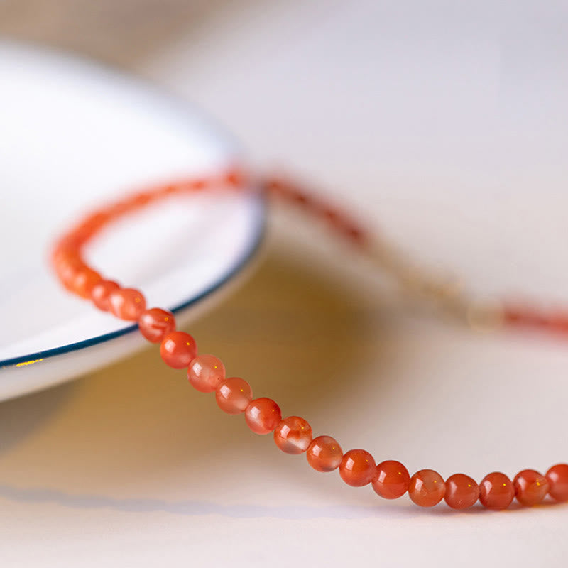 KarmaRipple's Authentic Cherry Persimmon Red Agate Ultra-thin Beadwork Confidence Bracelet p12