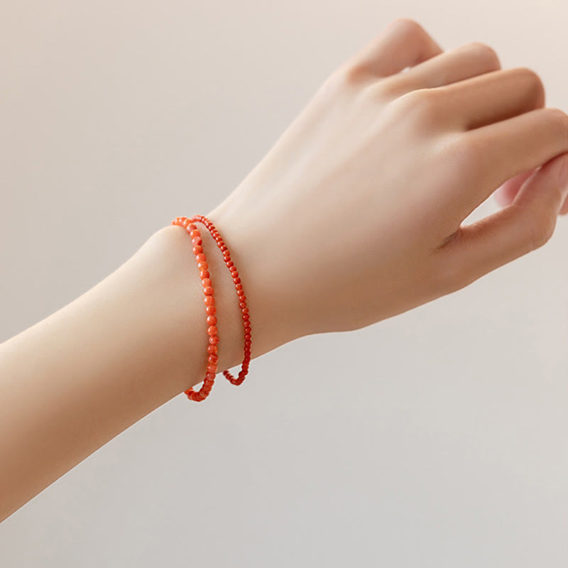 KarmaRipple's Authentic Cherry Persimmon Red Agate Ultra-thin Beadwork Confidence Bracelet p17