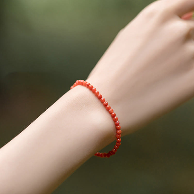 KarmaRipple's Authentic Cherry Persimmon Red Agate Ultra-thin Beadwork Confidence Bracelet p16