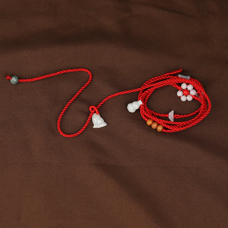 KarmaRipple's Chinese Zodiac Peach Wood Blessing Red String Belly Chain p3