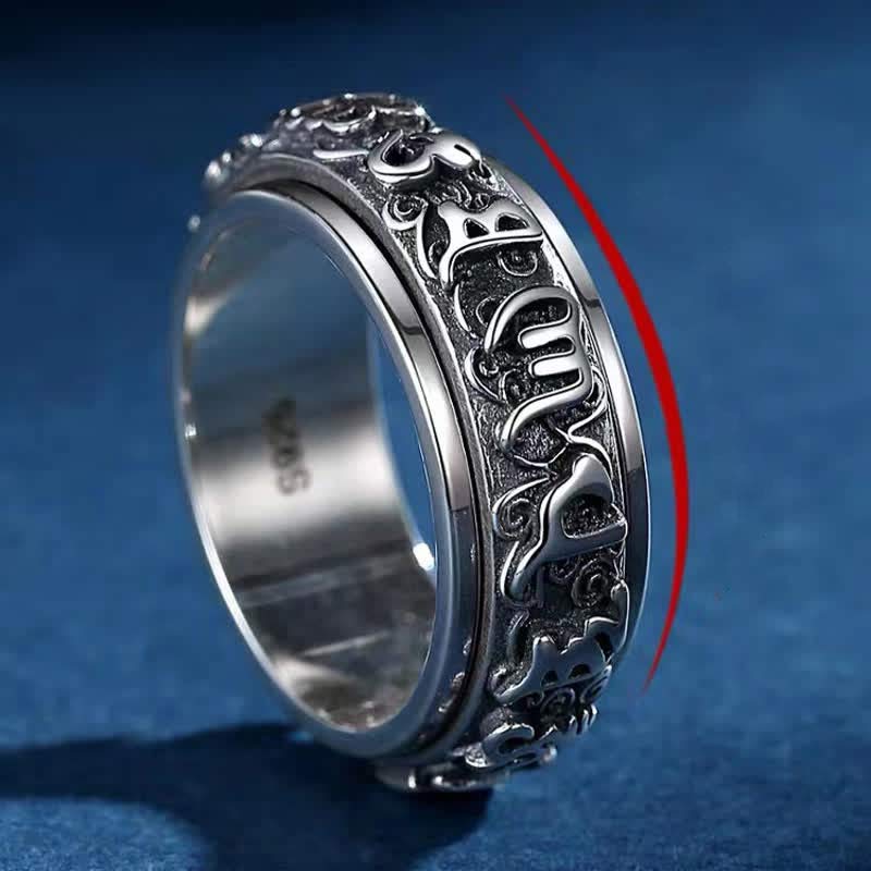 KarmaRipple's Six True Words Swastika Bronze Balancing Rotatable Ring p3