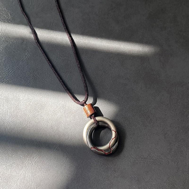 KarmaRipple's Bronze Qiankun Hoop Big Dipper Fortune Pendant Necklace p2