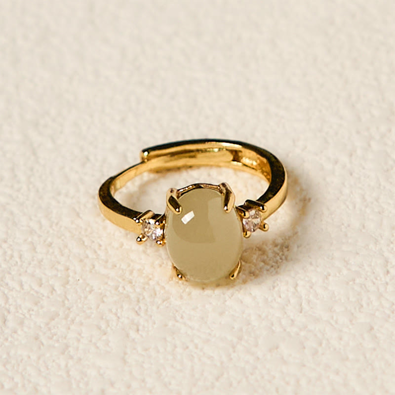 KarmaRipple's Authentic Hetian Jade Zirconia Egg Bronze Prosperity Ring p3