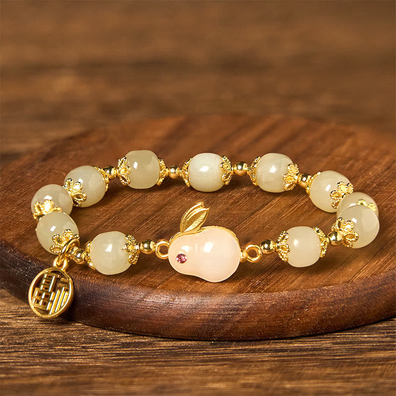 KarmaRipple's Authentic Hetian Jade Fu Character Fu Brand Rabbit Abundance Bracelet p2