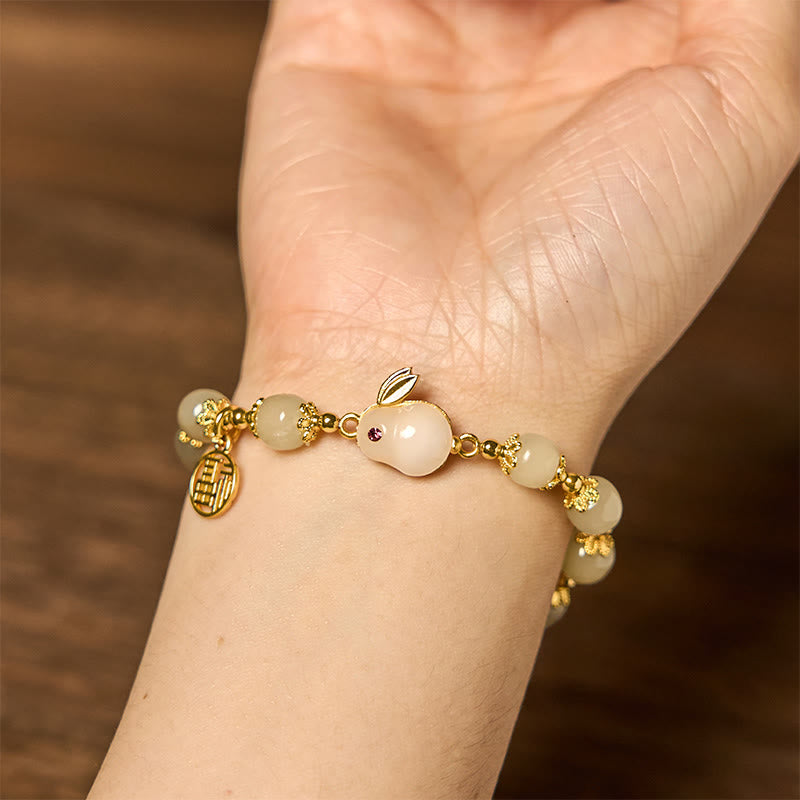 KarmaRipple's Authentic Hetian Jade Fu Character Fu Brand Rabbit Abundance Bracelet p6