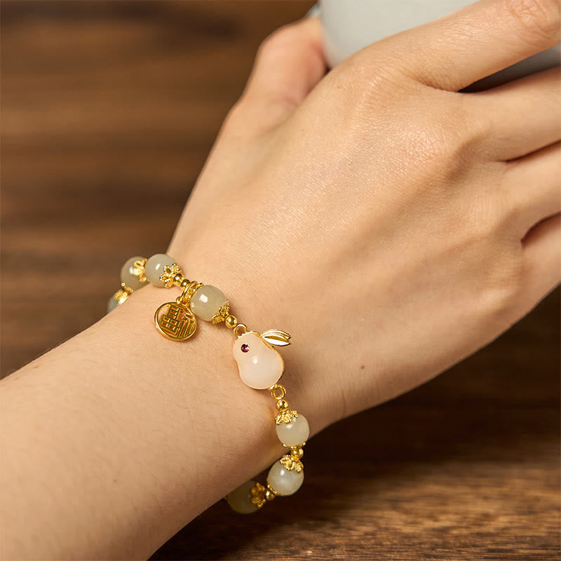 KarmaRipple's Authentic Hetian Jade Fu Character Fu Brand Rabbit Abundance Bracelet p5