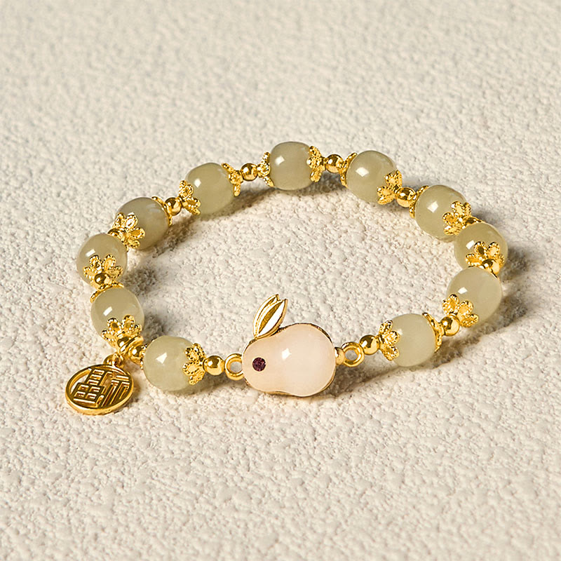 KarmaRipple's Authentic Hetian Jade Fu Character Fu Brand Rabbit Abundance Bracelet p4