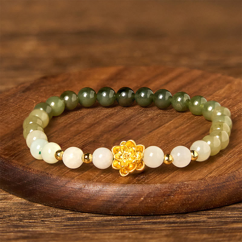 KarmaRipple's Authentic Hetian Jade Gradient Lotus Abundance Bracelet p3