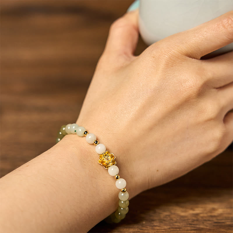 KarmaRipple's Authentic Hetian Jade Gradient Lotus Abundance Bracelet p6