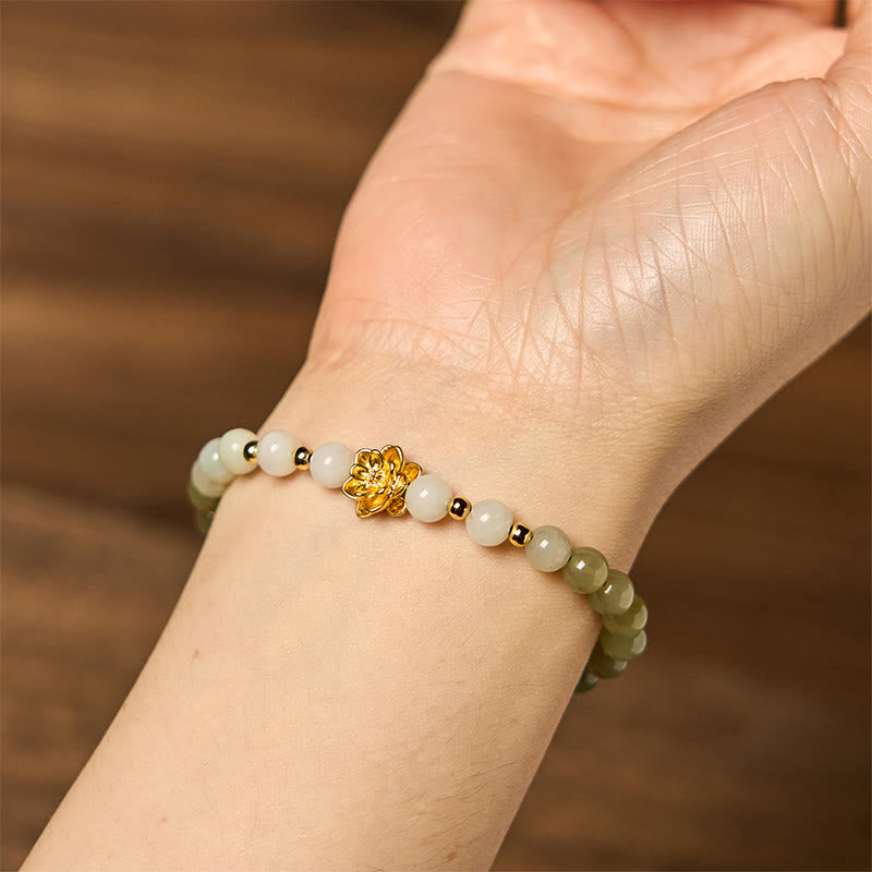 KarmaRipple's Authentic Hetian Jade Gradient Lotus Abundance Bracelet p5