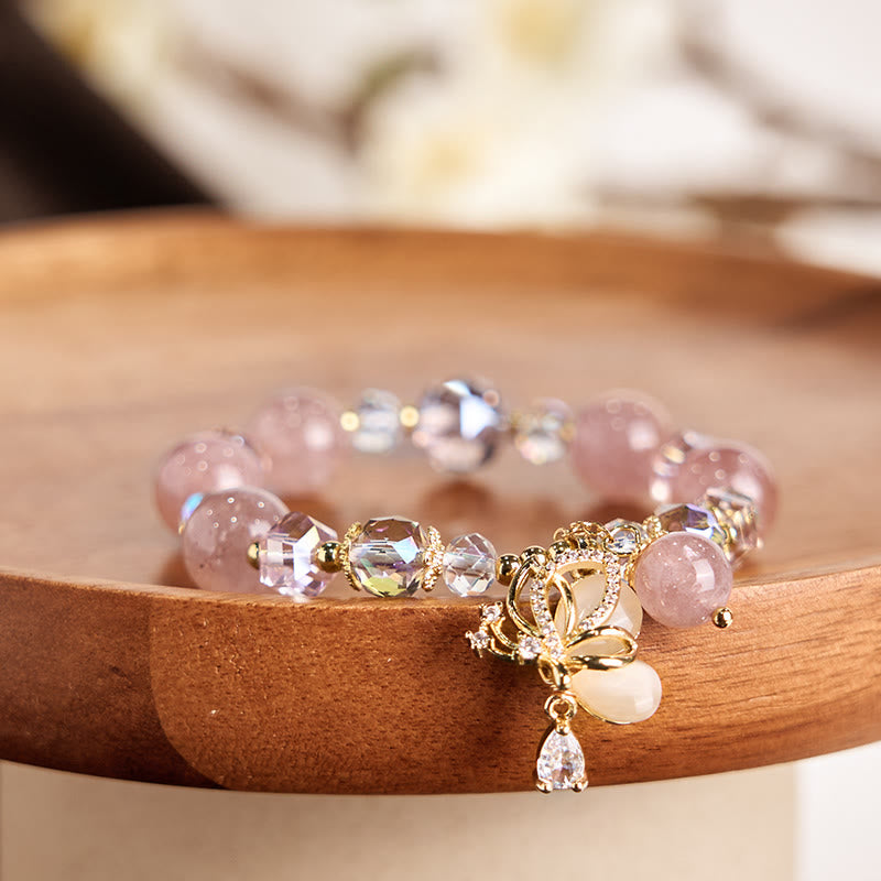 KarmaRipple's Authentic Strawberry Quartz Butterfly Balancing Bracelet p7