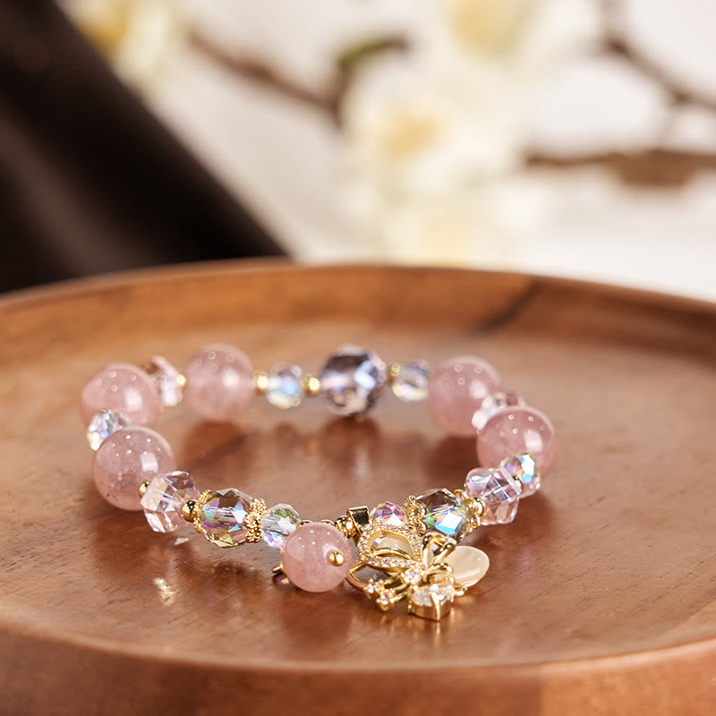 KarmaRipple's Authentic Strawberry Quartz Butterfly Balancing Bracelet p5