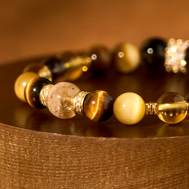 KarmaRipple's Citrine Topaz Smoky Quartz Tiger Eye Happiness Bracelet p4