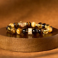 KarmaRipple's Citrine Topaz Smoky Quartz Tiger Eye Happiness Bracelet