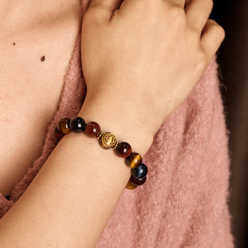 KarmaRipple's Tiger Eye Stone Beadwork Protection Courage Bracelet p6
